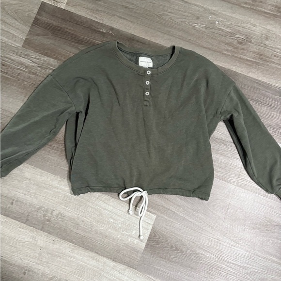 American Eagle Olive Green Knit Top - Picture 1 of 5